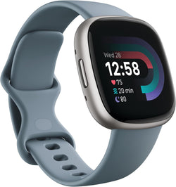 Fitbit Versa 4 Fitness Smartwatch – GPS, Daily Readiness, Sleep & Heart Rate Tracking – Waterfall Blue/Platinum (One Size: S & L Bands Included)