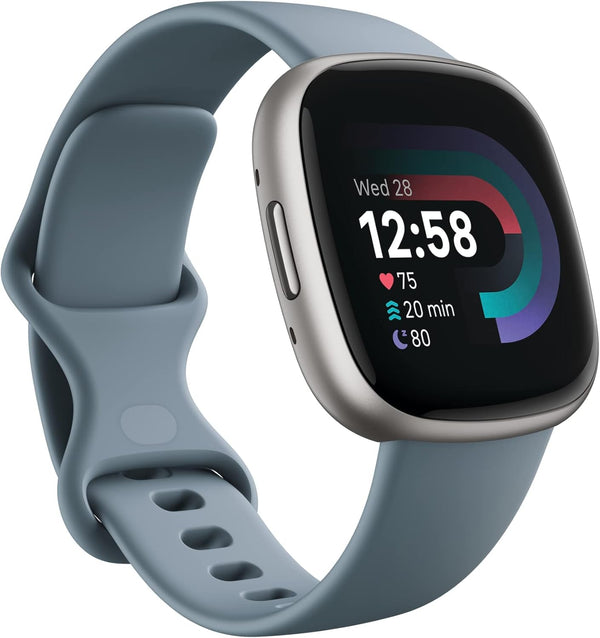 Fitbit Versa 4 Fitness Smartwatch – GPS, Daily Readiness, Sleep & Heart Rate Tracking – Waterfall Blue/Platinum (One Size: S & L Bands Included)