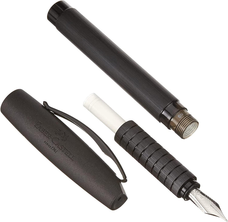 Faber-Castell Essentio 148481 Fountain Pen – Aluminium Black | Premium Writing Instrument with Stainless Steel Nib