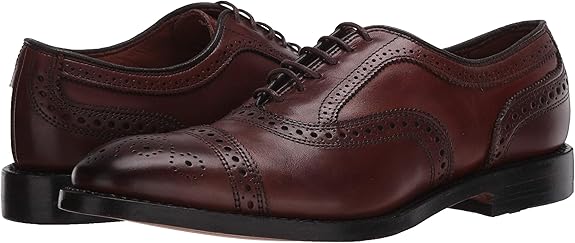 Allen Edmonds Men's Strand Cap-Toe Oxford – Dark Chili Leather Dress Shoe with Brogue Detailing – Handcrafted in USA