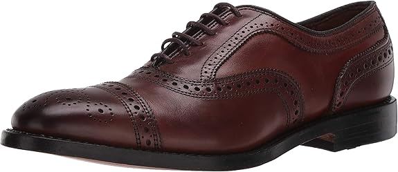 Allen Edmonds Men's Strand Cap-Toe Oxford – Dark Chili Leather Dress Shoe with Brogue Detailing – Handcrafted in USA
