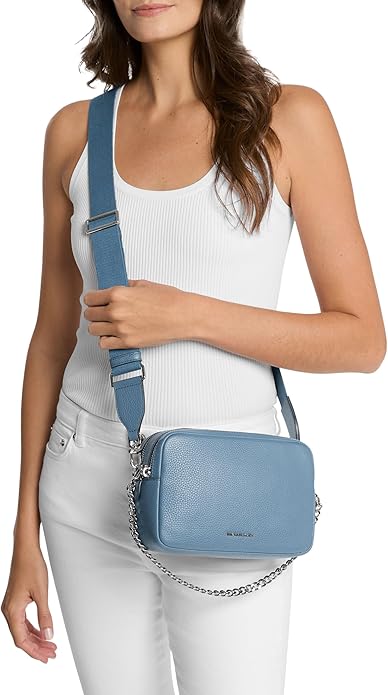 Michael Kors Bryant Medium Double Zip Chain Camera Crossbody Bag | Elegant Leather Crossbody with Gold-Tone Chain Accent | Luxurious Everyday Statement Bag