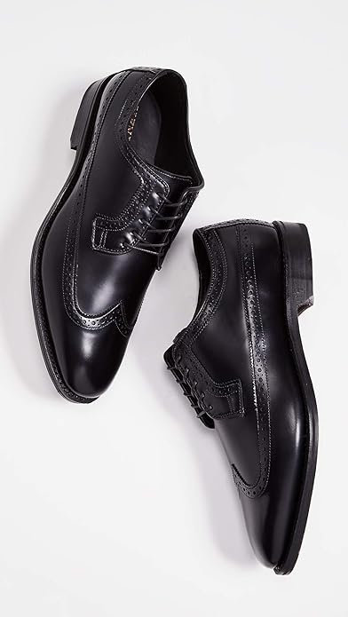 Allen Edmonds Men's Greene Street Oxford – Black Leather Longwing Blucher with ShockForm™ Insole – Made in USA