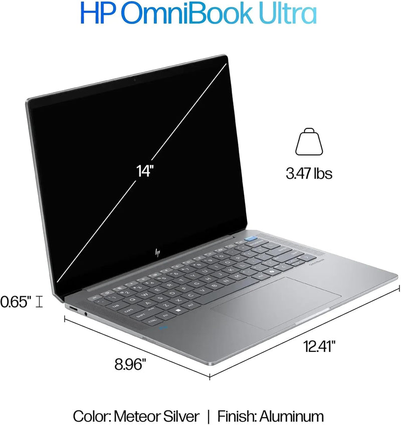 HP OmniBook Ultra 14 (2024) – 14" 2.2K Touchscreen | 12-Core AMD Ryzen AI 9 HX 375 | 32GB LPDDR5 | 2TB SSD | Radeon Graphics | Win 11 Home