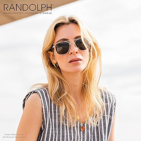 Randolph USA Aviator Sunglasses – Matte Chrome Frame | Classic Polarized & Non-Polarized Lenses | UV Protection for Men & Women