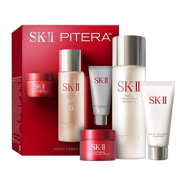 SK-II Youth Essentials Skincare Set – Anti-Aging 3-Piece Kit with Facial Cleanser, Facial Essence & SKINPOWER Cream – For Radiant, Even-Toned & Hydrated Skin