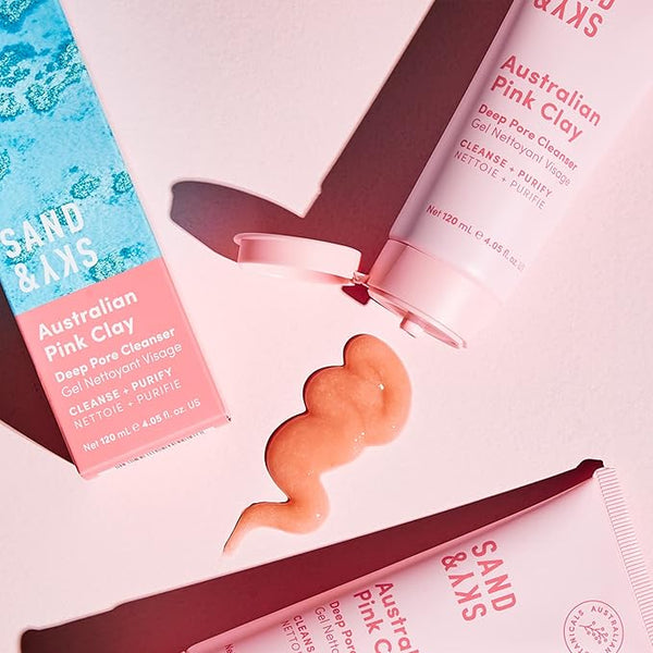 Sand & Sky Australian Pink Clay Deep Pore Cleanser with Squalane & AHA – Daily Purifying Face Wash for Oily Skin | Makeup Remover & Skin Detox | 4.2 fl oz